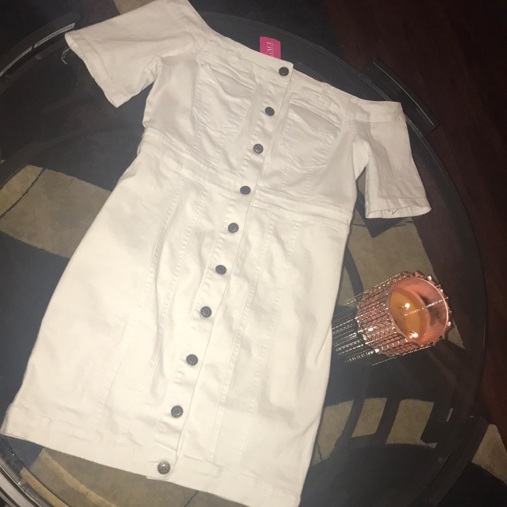 Ashanti Off Shoulder Denim Dress